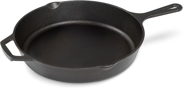 Navaris Cast Iron Skillet Pan - Oven Safe 2 Handle Frying Skillets - Pre Seasoned Pans for Stove or BBQ Cooking - 30 cm / 12 Inch