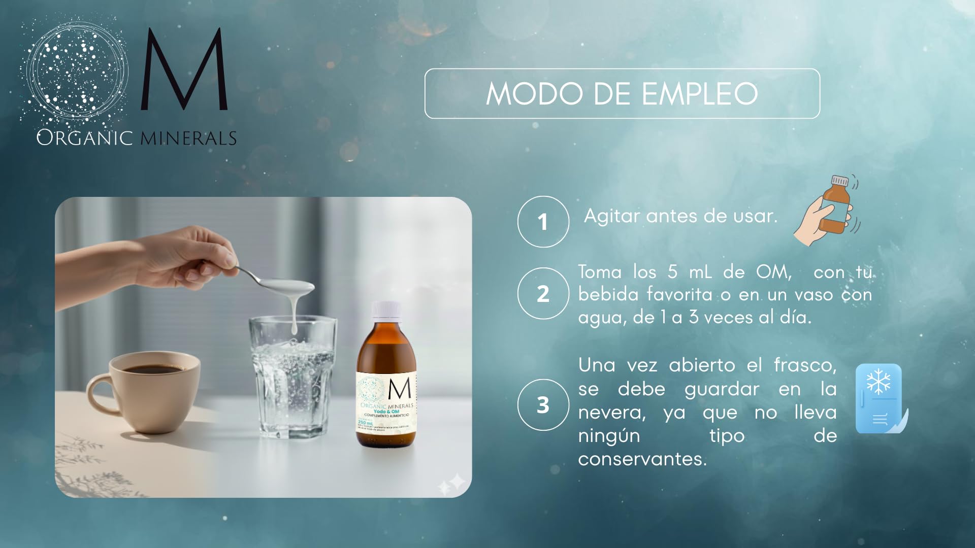 Yodo + Ormus OM Organic Minerals | Suplemento de Minerales Esenciales para Energía y Sistema Inmune | 100% Natural y Bioactivos | Cantidad 500mL