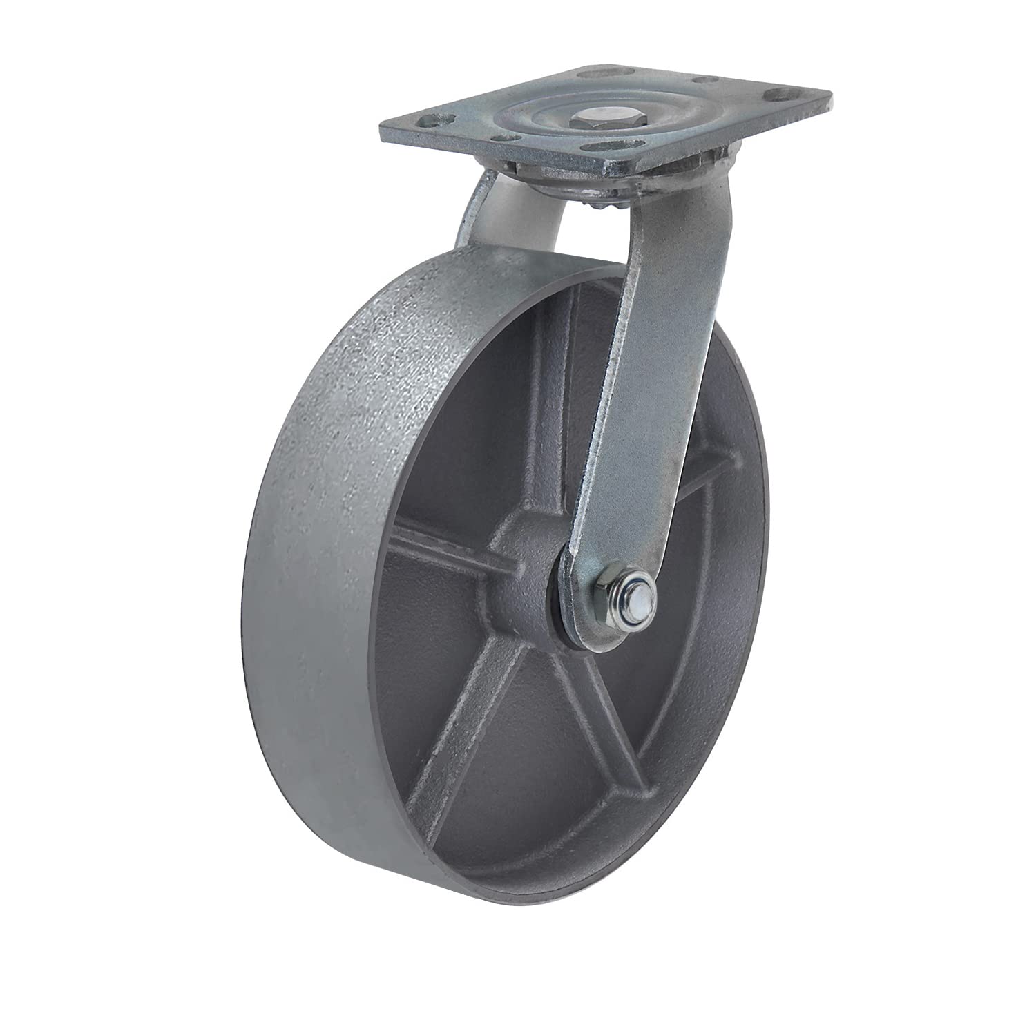 Syration Heavy Duty Caster Steel Cast Iron wheel, Tool box and Workbench Swivel Caster 1300 LB Capacity (8 inch,1 Swivel)