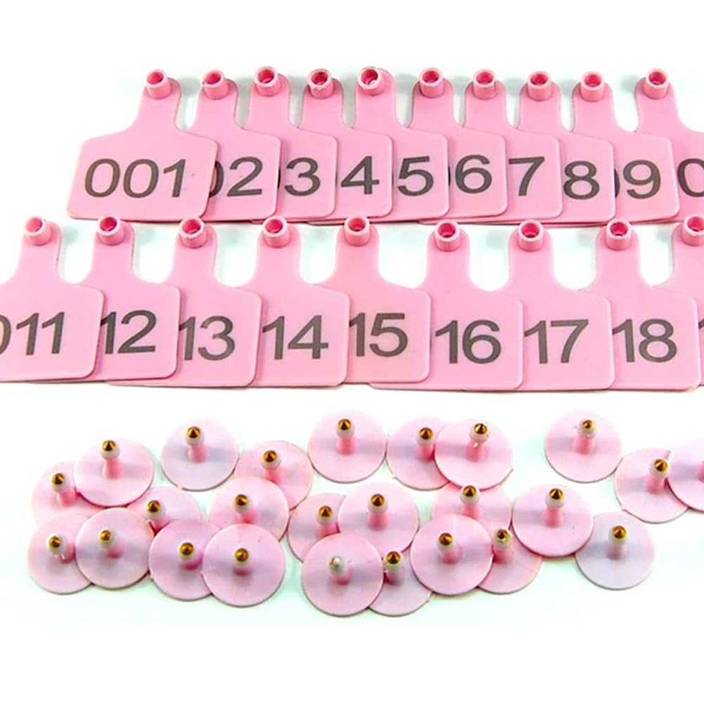 Kolczyki do uszu dla zwierząt hodowlanych, Plastikowe kolczyki dla bydła wielokolorowe 2,95 x,36 cala 001-1000 100 sztuk(Pink,501-600)