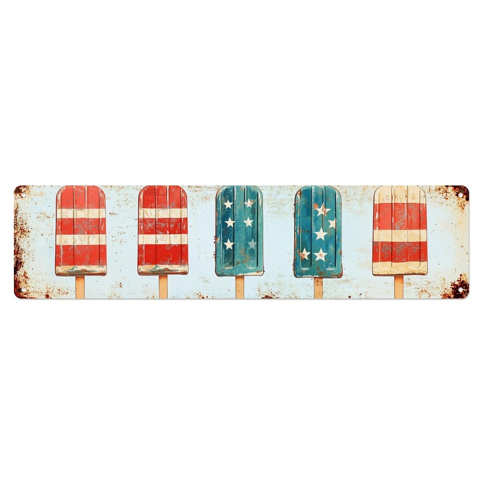 American Flag Popsicle Pattern Metal Tin Sign Plaque