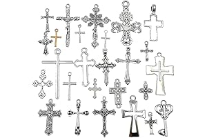 Assorted Alloy Cross Charms Necklace Bracelet Jewelry Making Accessories(25pcs, Antique Silver)