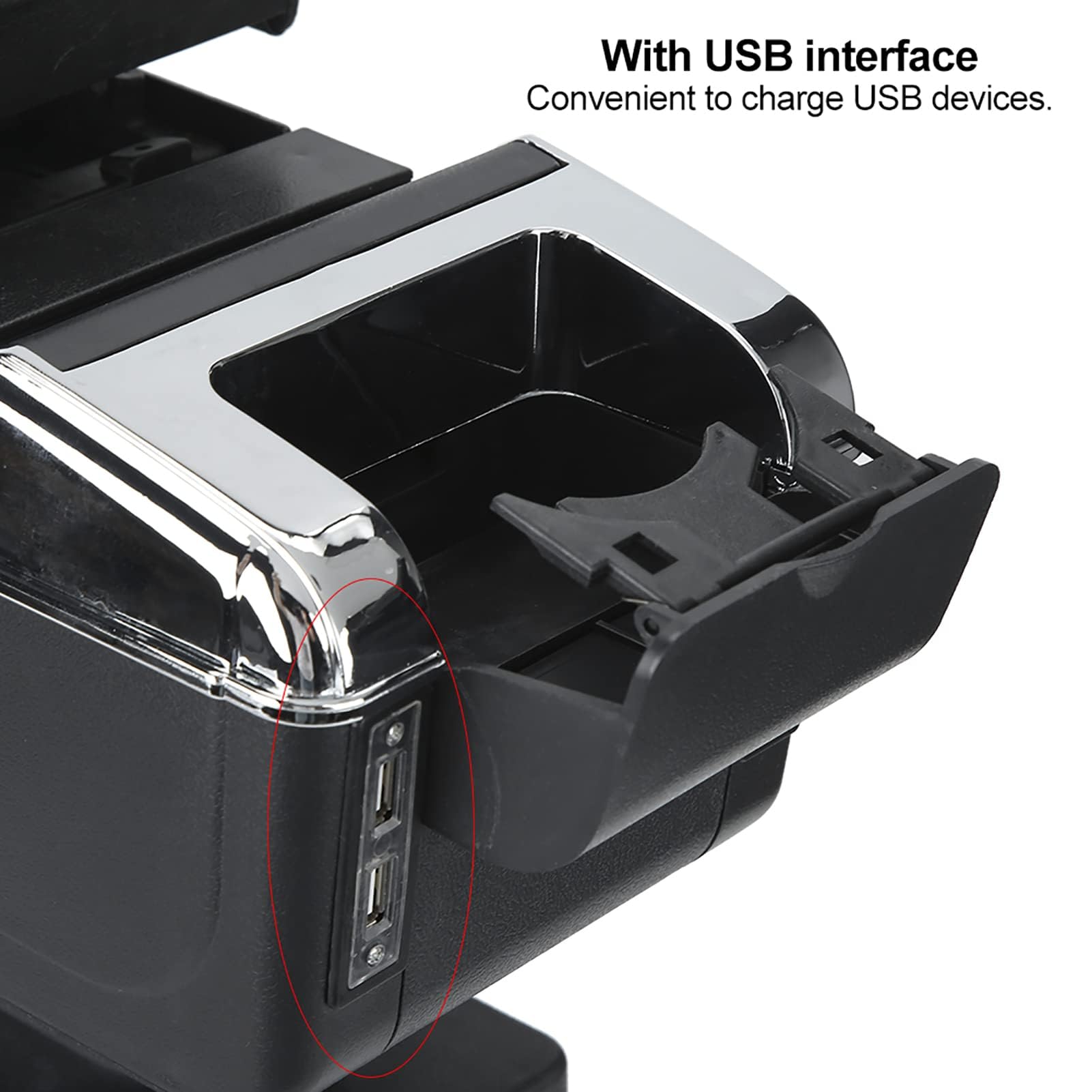 Reposabrazos Central Universal para Automóvil, Consola Central, Reposabrazos para Automóvil con Interfaz USB, Caja de Almacenamiento Ajustable para la Mayoría de Vehículos y