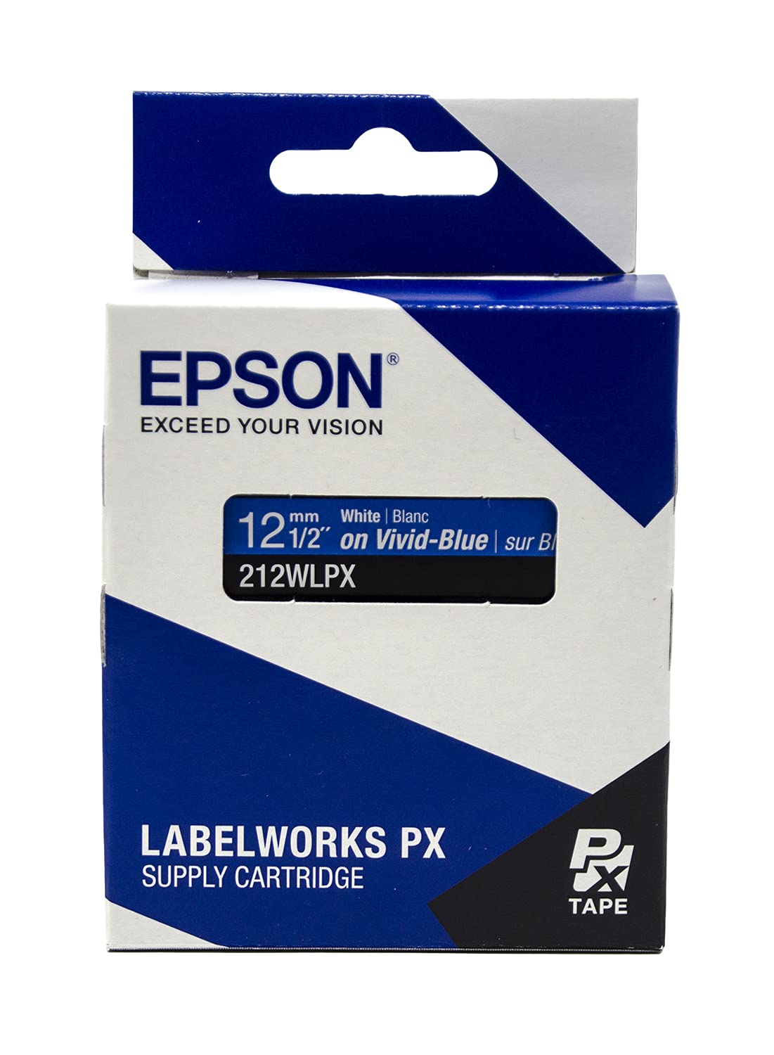 Epson LABELWORKS 212WLPX Genuine PET (Polyester) Tape Cartridge - White on Blue Label Maker Tape - 1/2" (12MM) Wide, 30' - Image 5