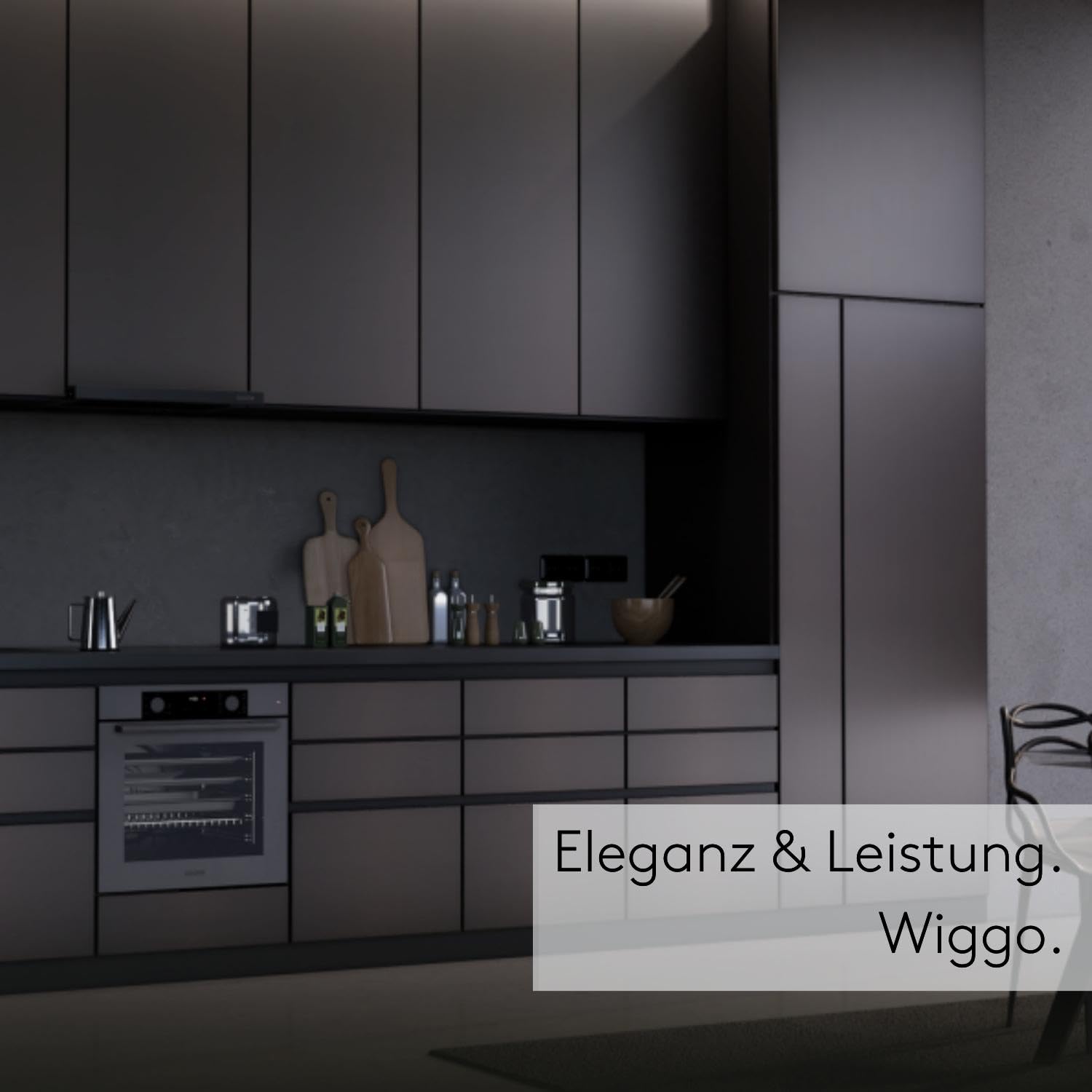 WIGGO Backofen Set Schwarz 60cm 73L mit Teleskopschienen Airfry Selbstreinigung 10 Funktionen Soft-Close Einbaugerät