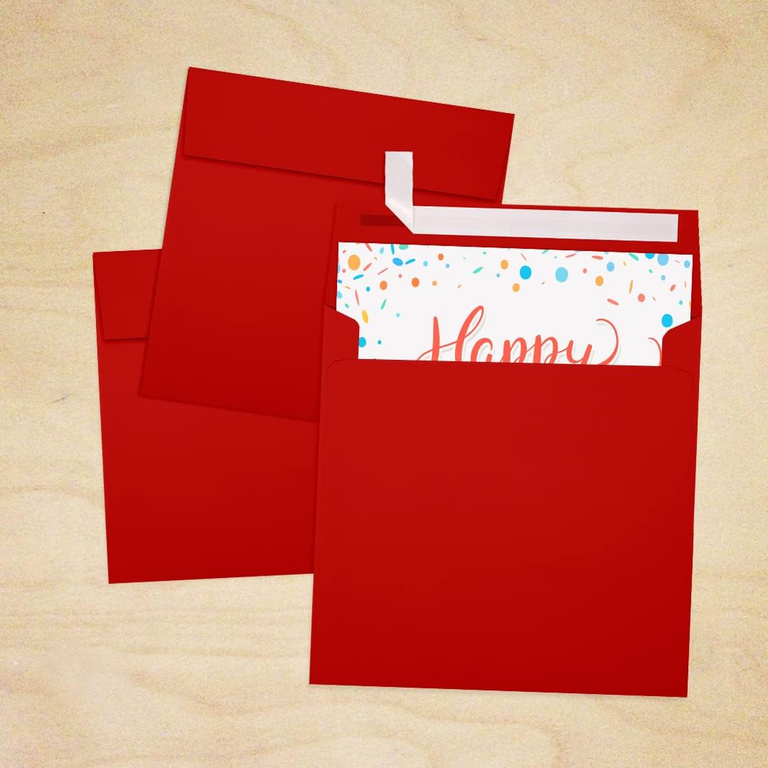 LUXPaper Square Invitation Envelopes | Peel & Press | 6" x 6" | Holiday Red | 60lb. Text | 250 Qty