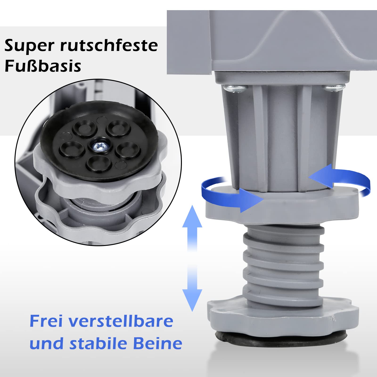 Verstellbare Waschmaschinen Untergestell Beweglich Sockel, Trockner Sockel Untergestell Podeste & Rahmen für Gefrierschrank,（40-68CM Einstellbare）