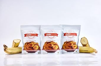 Judi Foods Plantain Chips- Ripe, Sweet Plantain Chips, Organic Chips, Crispy Exotic Chips, 3.5 Ounce (Pack of 5)
