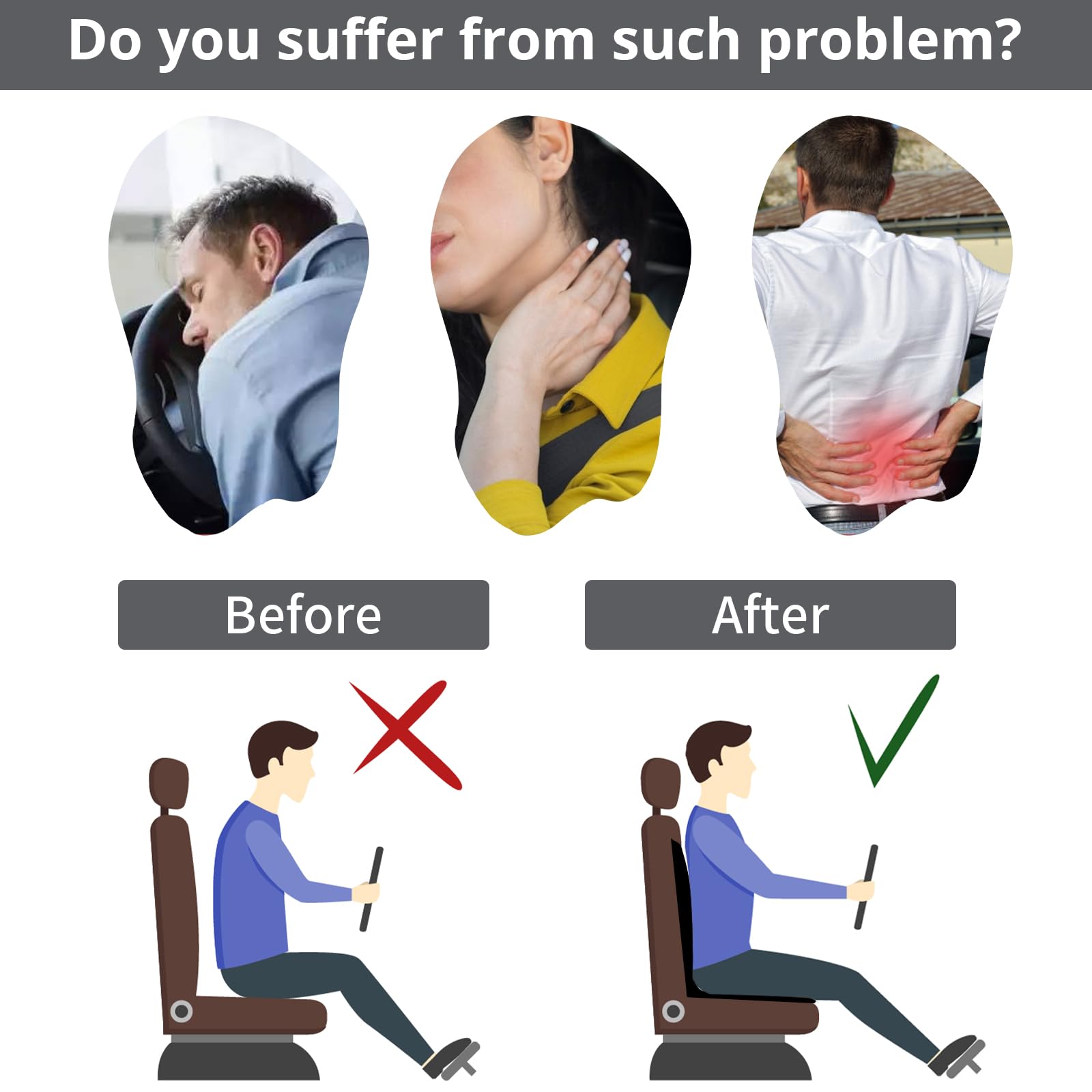 Memory Foam Truck Seat Cushion With Cooling Gel – Non-Slip, Washable Cover For Long Drive Comfort