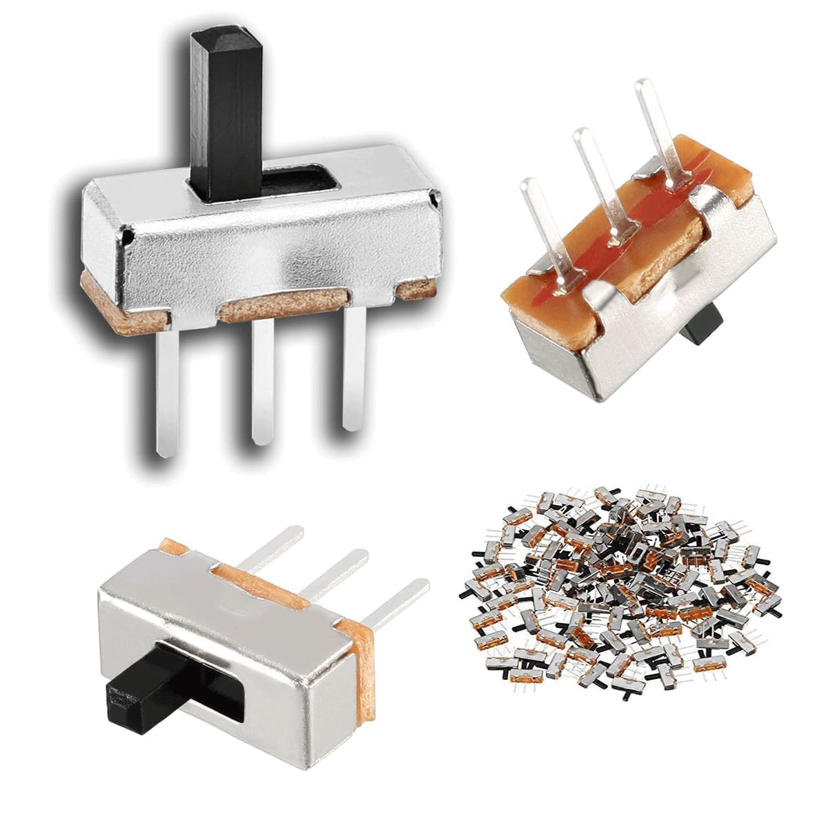 Lote de 50 interruptores de deslizamiento horizontal SPDT 1P2T 3 terminales PCB panel Latching