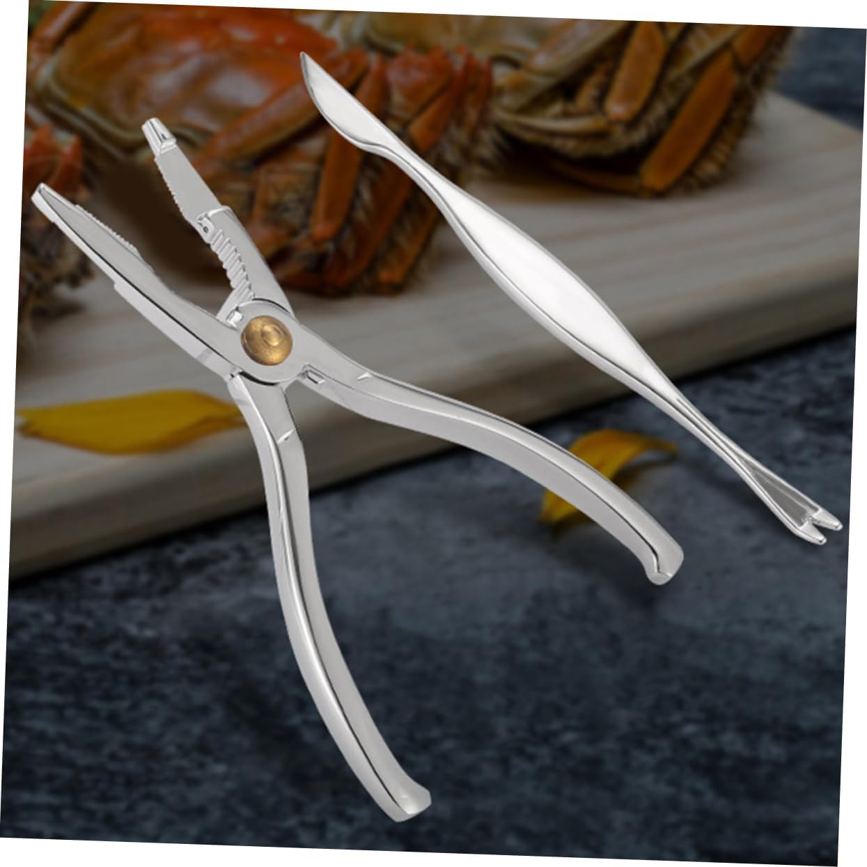 COLLBATH 2-Piece Stainless Steel Crab Tool Set Crab Claw Plier and Peeling Tool for Gourmets Sturdy Kitchen Gadgets for Home Use for Cracking and Eating