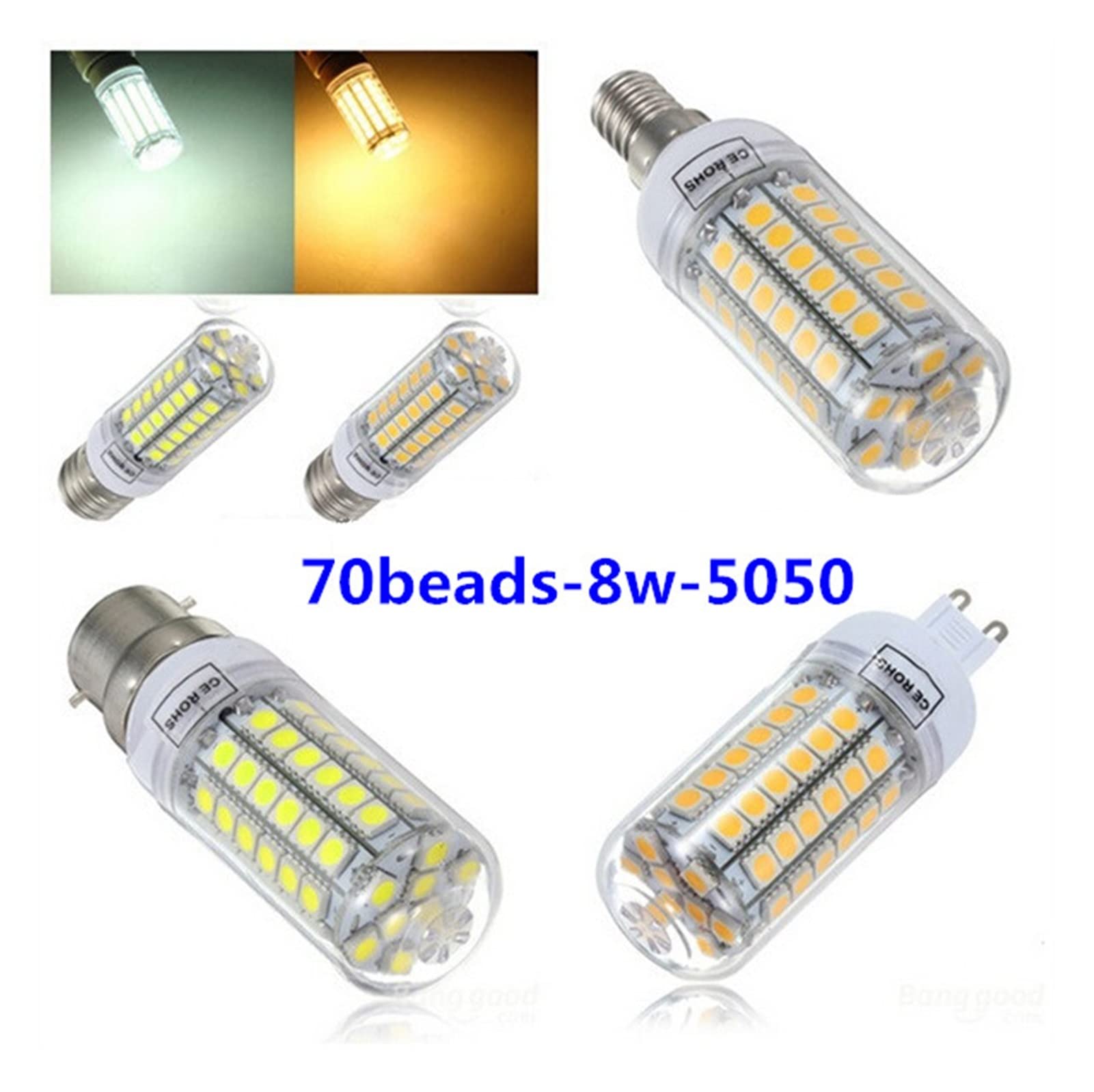Iluminación Interior 10 Bombillas LED Tipo maíz GU10 de CA 110 V/220 V, E12, de bajo Consumo, con Cubierta Transparente, E14, E27, B22, G9, de plástico.