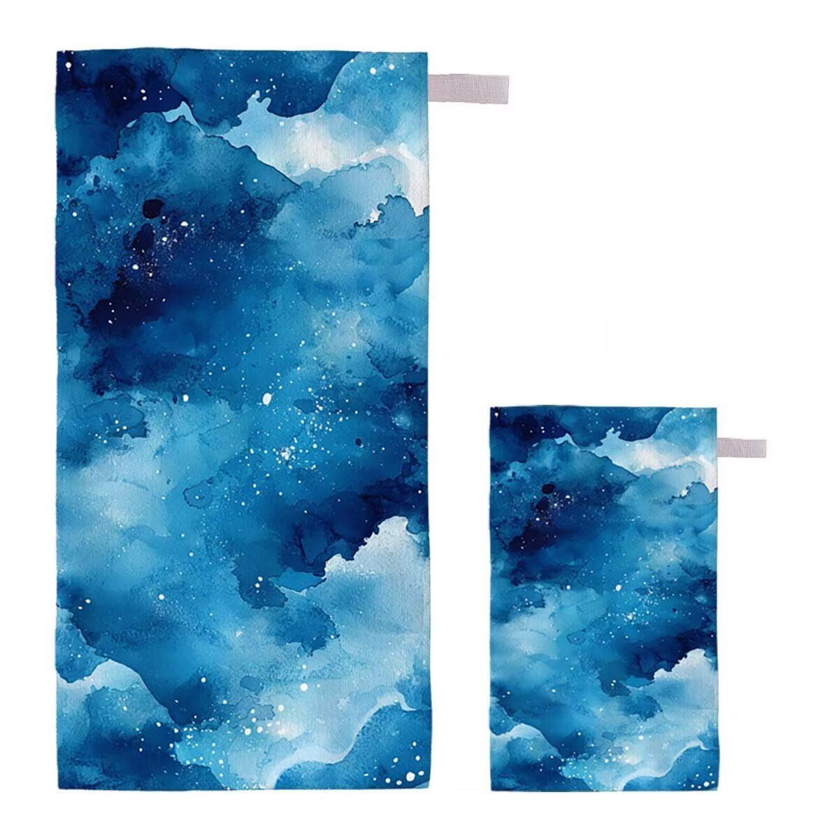 Telo Mare XXL 100x200cm/35x70cm, 2 Set Telo Mare Microfibra Blu Asciugamano Palestra Uomo, Antisabbia, Leggero, Asciugatura Rapida, Teli da Spiaggia Grandi Accessori per Camping Natation Palestra I-63