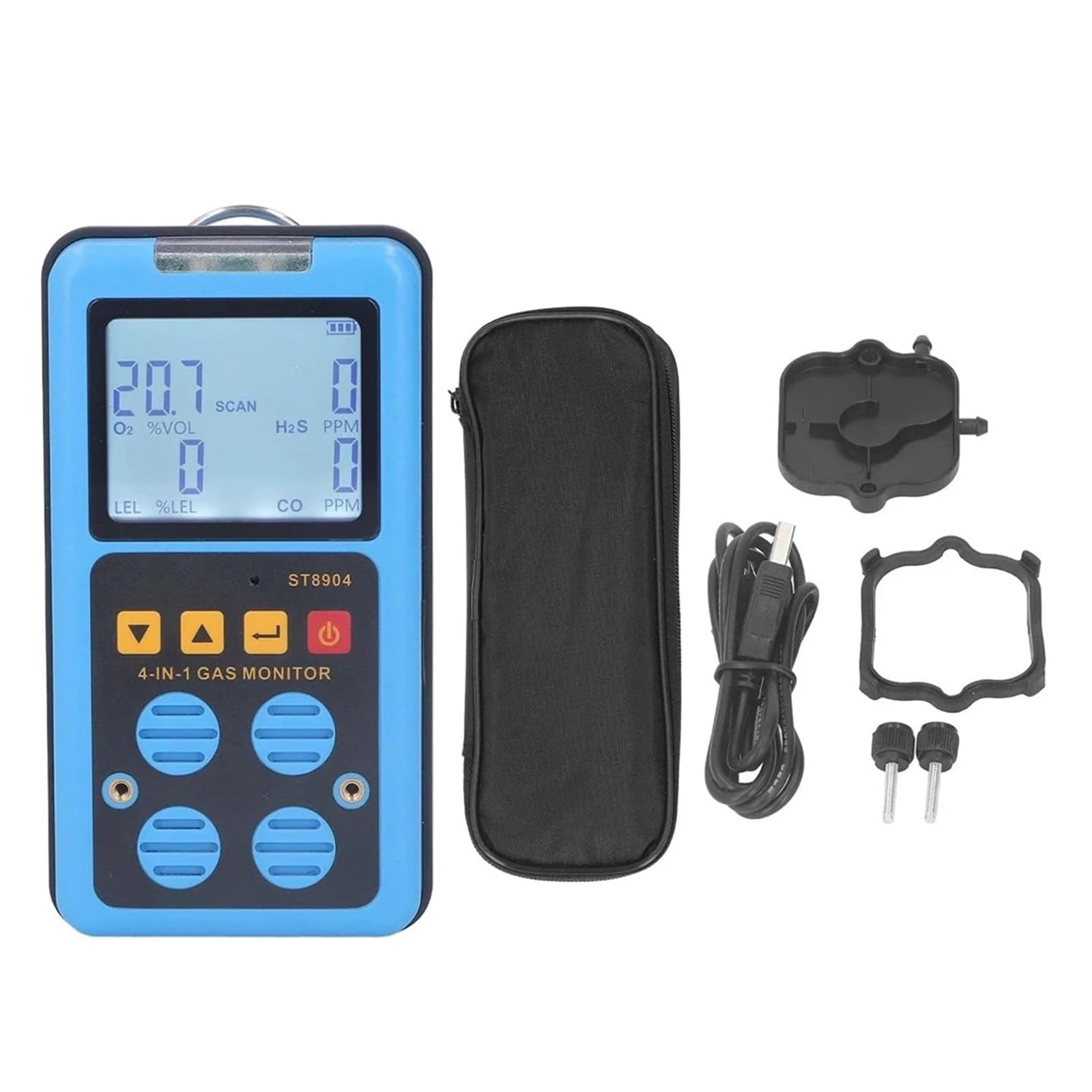 Mjfvn One Color St8904 Gas Monitor Industrial Safety Device Detecting Multiple Gases Co/H2s/O2/Lel Gas Detector With Alarm Light