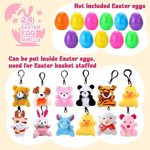 Miniatura 2 de DINESIL Paquete de 24 mini animales de peluche, juego de llaveros de animales de peluche pequeños para rellenos de bolsas de golosinas para niños,