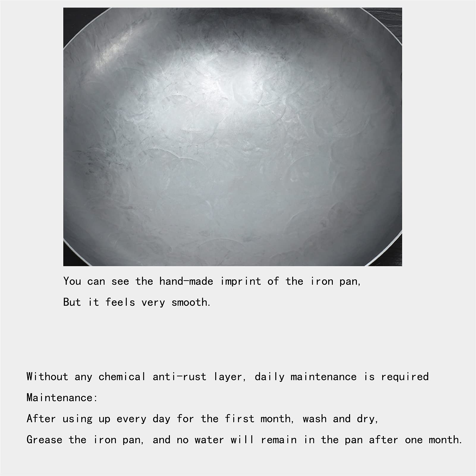 Craft Anti-aderente Wok Tradizionale Mano Martellato Acciaio al carbonio Pow Wok con Legno e acciaio Helper Handle (Fondo tondo) (Size : 34cm/13.3in)