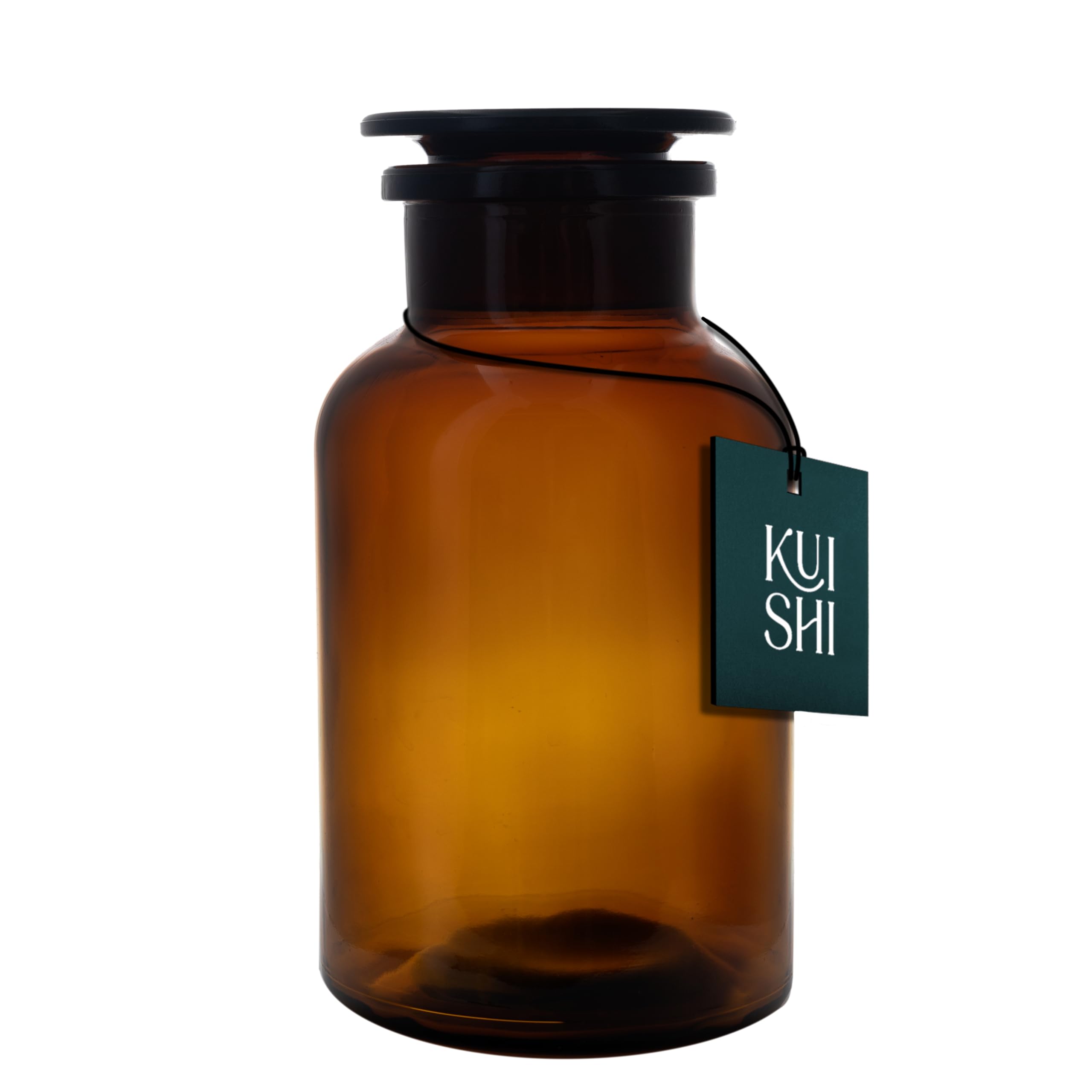 Kuishi Amber 500Ml Glass Apothecary Jar With Clear Glass Stopper – Recycled Glass Storage Jar For Dry Food, Wedding Decor & Home Styling,