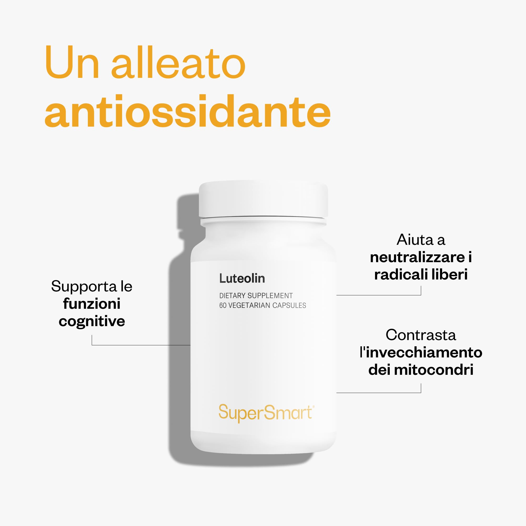 Luteolina - Flavone naturale con proprietà antiossidanti - Estratto naturalmente dai gusci di arachidi - Vegano - Senza glutine - Supersmart