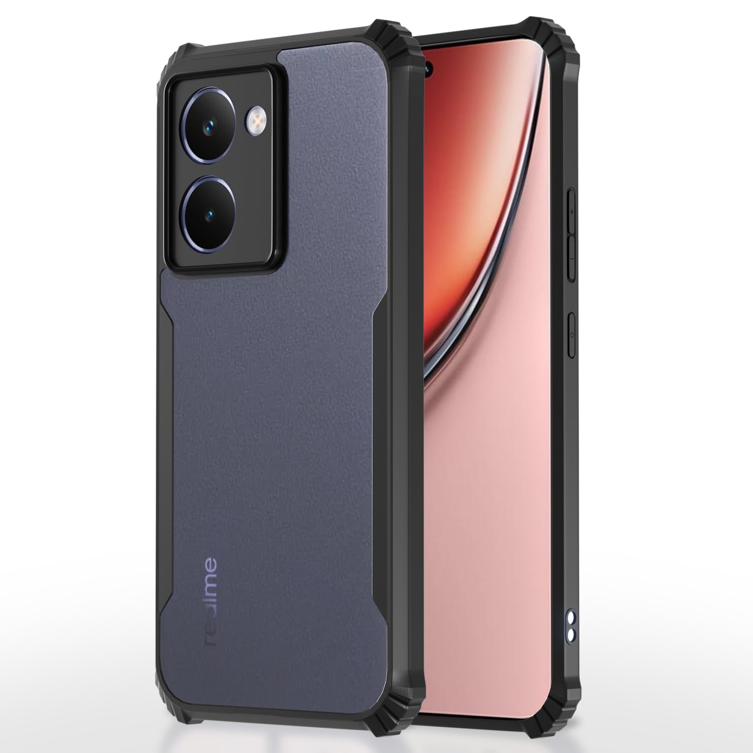 Amazon Basics Back Cover for Realme P3 Ultra 5G | Crystal Clear Transparent Back | Ultra Hyrbid | Full Camera Protection | Raised Edge | Bumper Cover (Black)