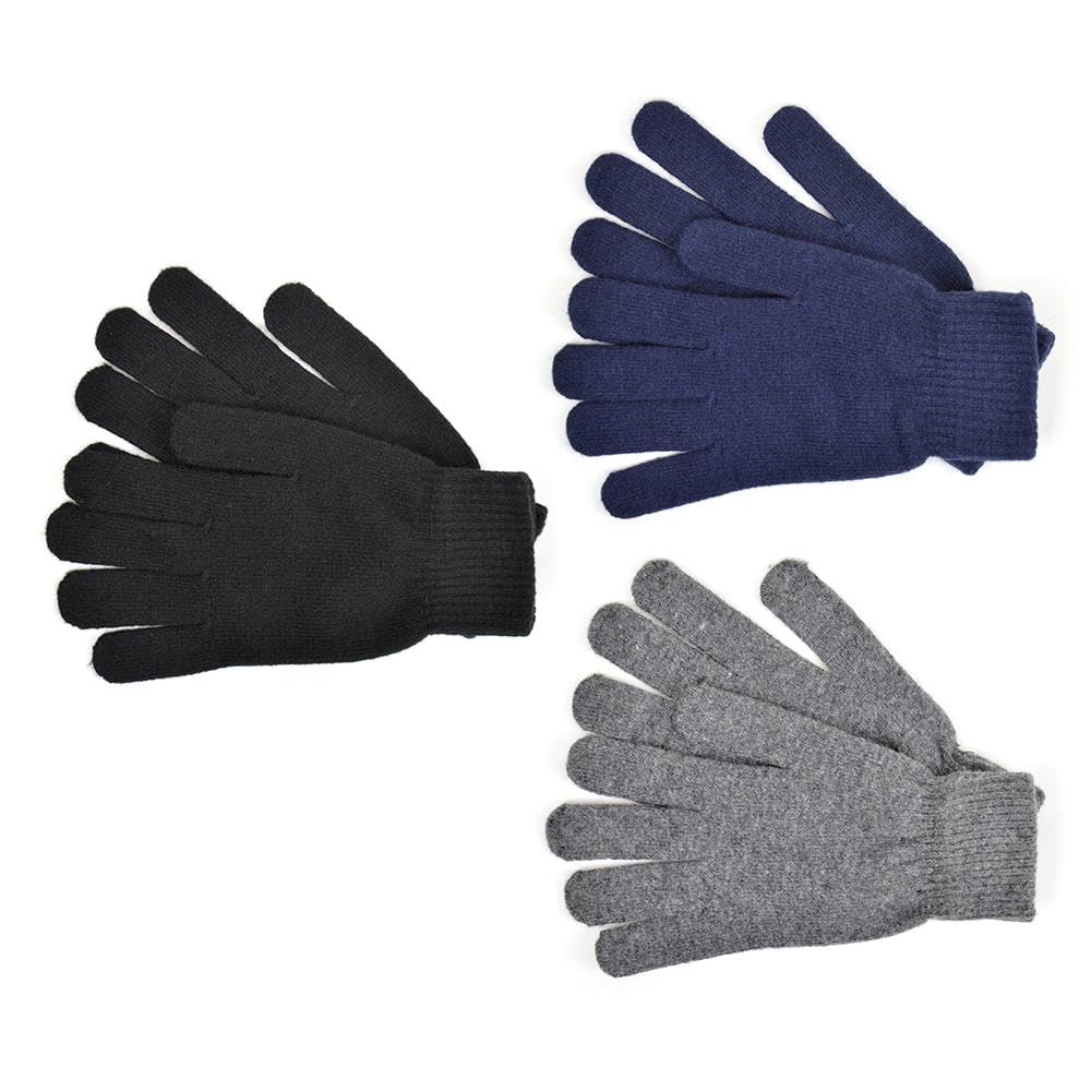 A2Z Paquete de 3 guantes mágicos de lana cálida para invierno, dedos completos, mullidos, elásticos, de punto, guantes de nieve para hombre, para caminar, equitación, conducción, talla única