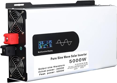 2500 Watts Pure Sine Wave Inverter, 5000W Peak Power, 12V/24V/48V/60V/72V DC to 110V/220V AC Converter Power Inverters with LED Display for Home, Truck, Car,24V to 110V