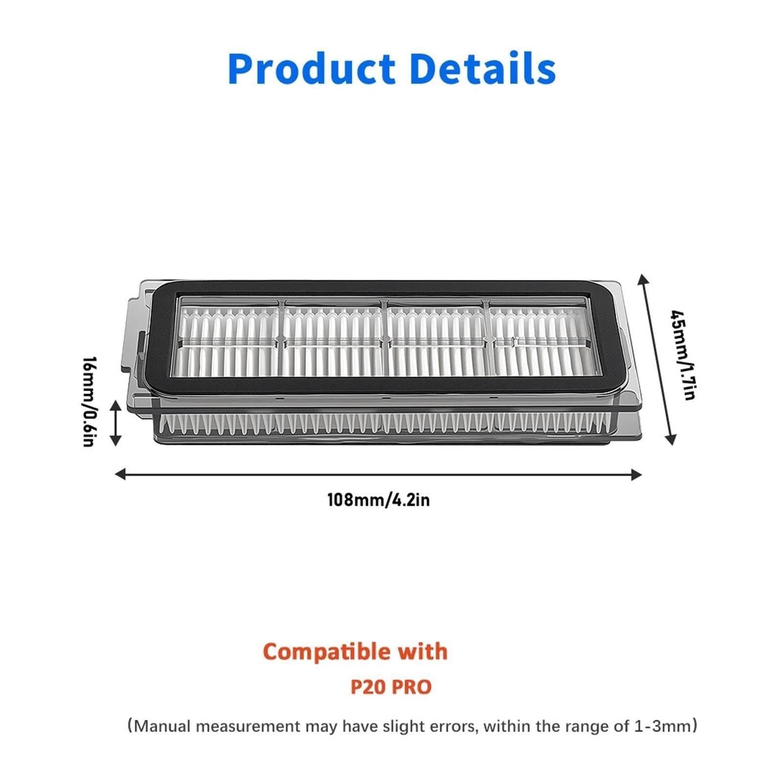 zhangzhe Waschbarer Hepa-Filter for P20/T5 Pro Roboter-Staubsauger(10pcs)