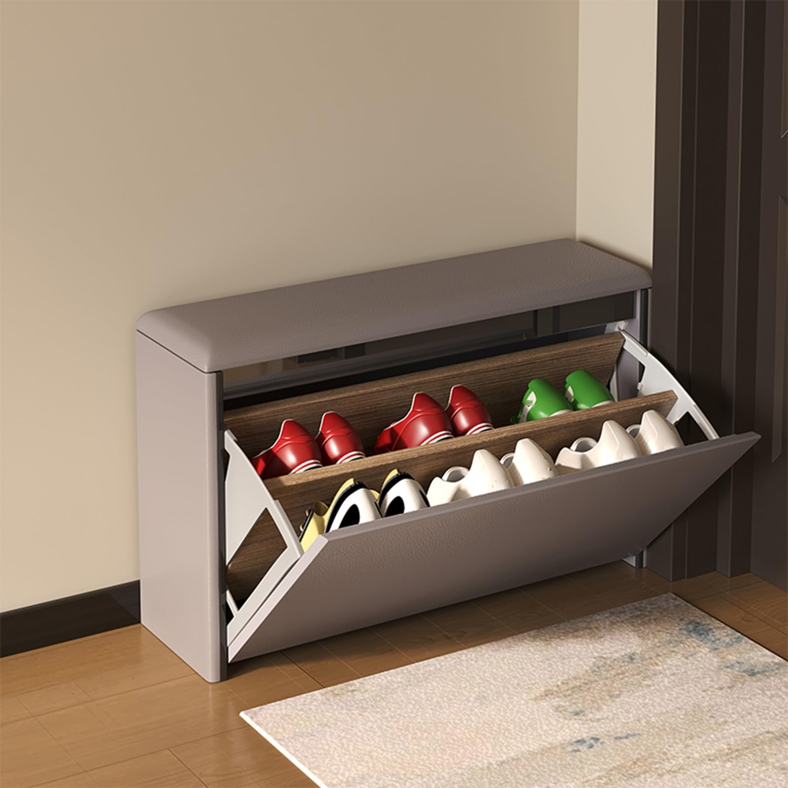 Banc de rangement capitonné pour optimiser l'espace de votre couloir ou chambre