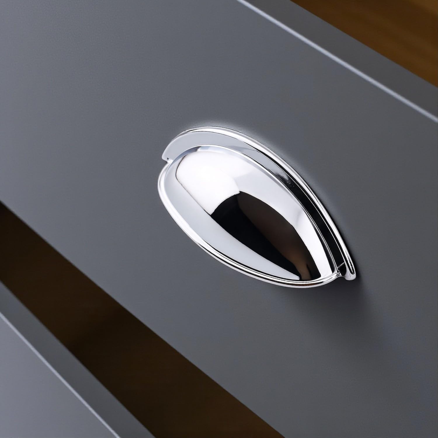 Çanak Kulp 64 mm Krom Gümüş Renk Metal Mobilya Çekmece Dolap Kapak Kulpu Modern Mutfak Kulpları
