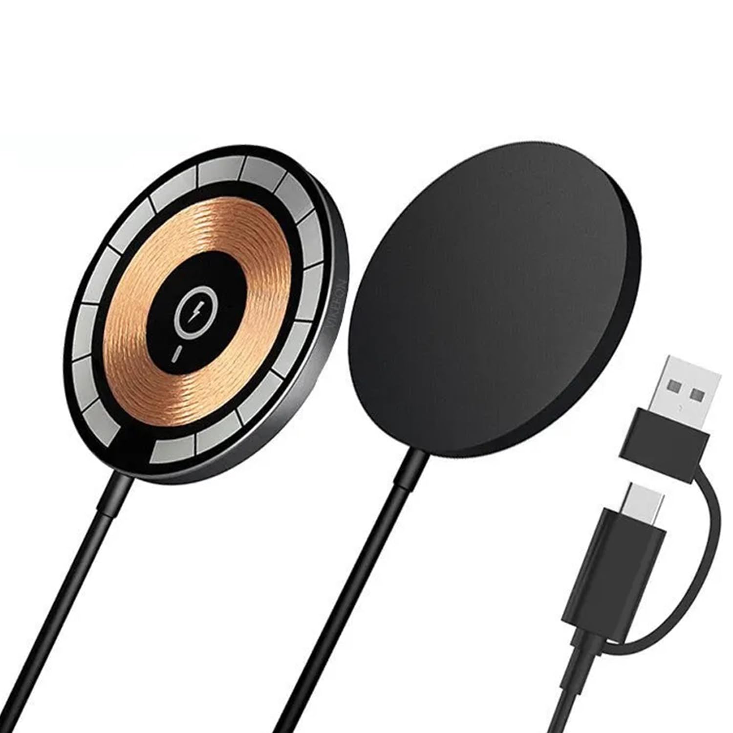 SYSTENE 15W Mag-Safe Magnetic Wireless Charger 2 in 1 Compatible for iPhone 16/15/14/13/12 Series & Air Pods Pro/3/2 - Dual Charging Pad with LED Indicator