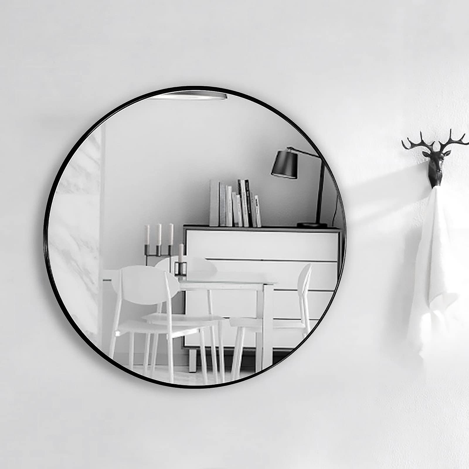 Buy Warmiehomy Black Round Mirror, 28 Inch Round Mirror, Round Wall