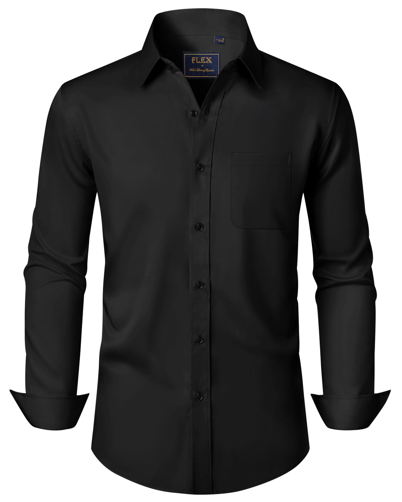 J.VERMens Dress Shirt Stretch Plain Business Casual Long Sleeve Formal Shirt with Pocket S-6XL