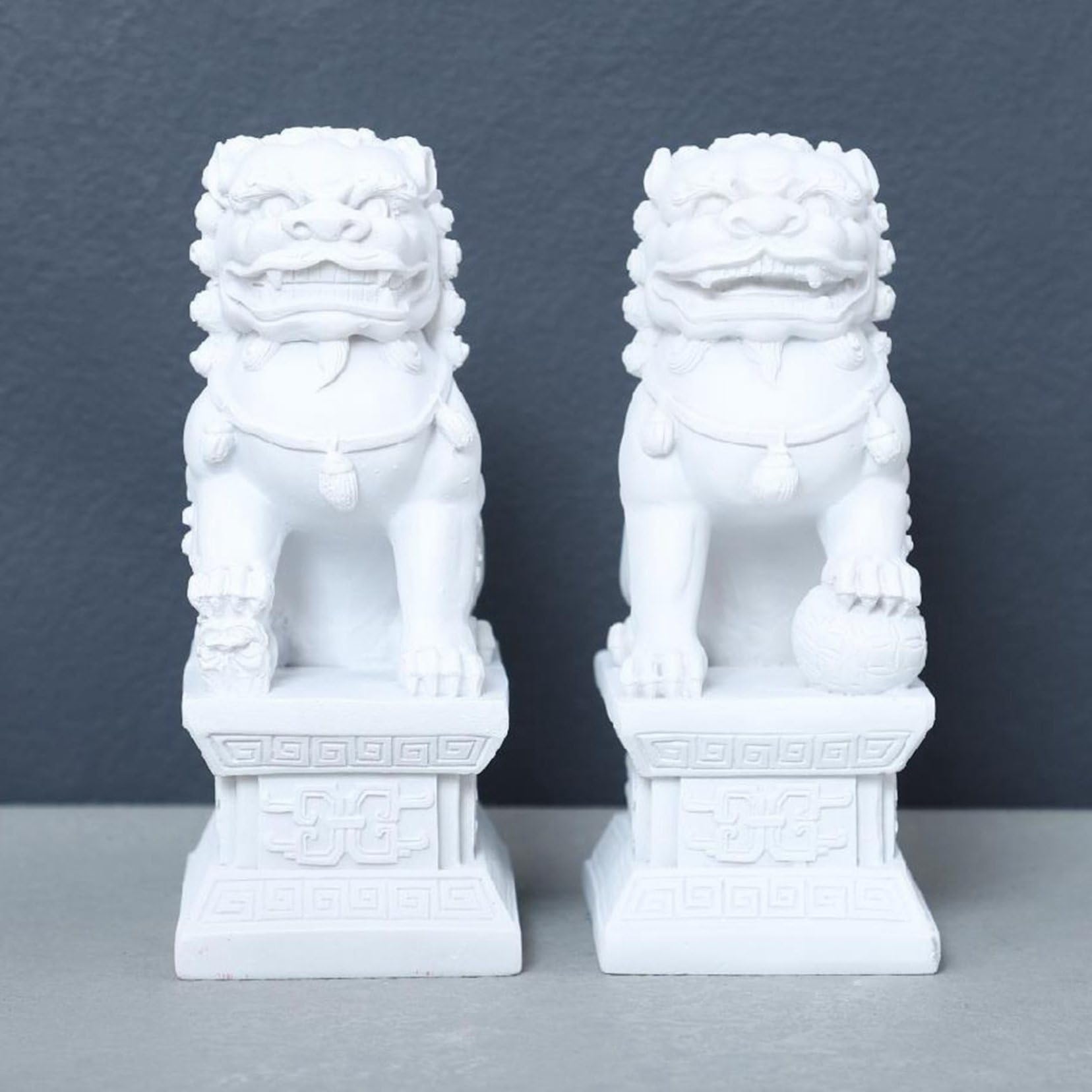 魔除け☆開運】中国骨董石像獅子雄雌ペアセット