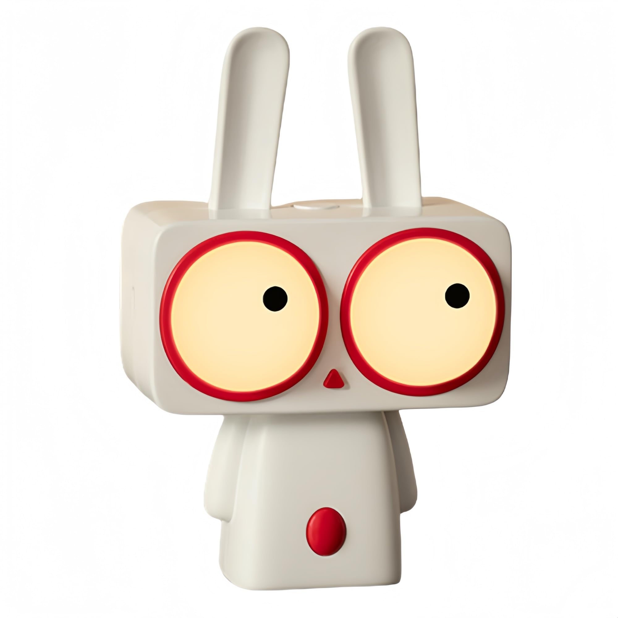 Veilleuse en forme de lapin mignon avec de grands yeux, éclairage doux, rechargeable 1200 mAh, arrêt minuté, parfaite pour chambre d'enfant ou bureau, pour vos proches
