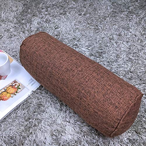 Round Neck Pillow Roll Cervical Support Pillows Neck Pain Relief Cylinder Bolster Pillows with Removable Washable Cover for Sleeping, Chair, Car, Sofa (2, Brown)