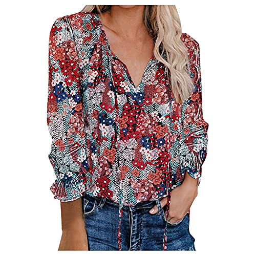 Short Sleeve Tops Womens Bow Tie Neck Long/Short Sleeve Casual Office Work Chiffon Blouse Shirts Tops Women's Cross-Front V Neck Ruched Cap Sleeve Blouse Womens Chiffon Shirts