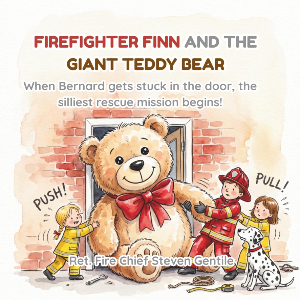 Firefighter Finn and the Giant Teddy Bear: When Bernard gets stuck in the door, the silliest rescue mission begins! (new illustrated books for firefighter finn)