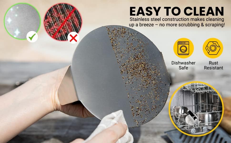 Miniatura 4 de Prensa de hamburguesa de acero inoxidable con mango a prueba de calor, 5.5 pulgadas, fácil de limpiar, hamburguesas perfectas cada vez