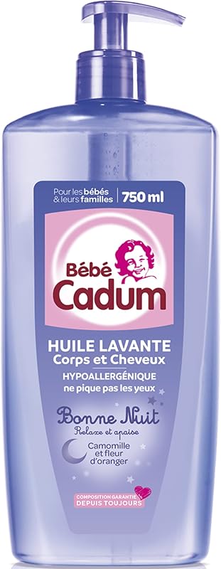 Cadum Apaisant,Douceur,Hypoallergénique,Nettoyage,Nourrissant Bébé Huile Lavante Corps et Cheveux (lot de 1)