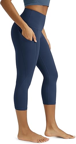 Miniatura 739 de ODODOS - Leggings tipo capri de mujer, no se traslucen y modelan el abdomen, con cintura alta y bolsillos; para hacer yoga, atletismo, ejercicio