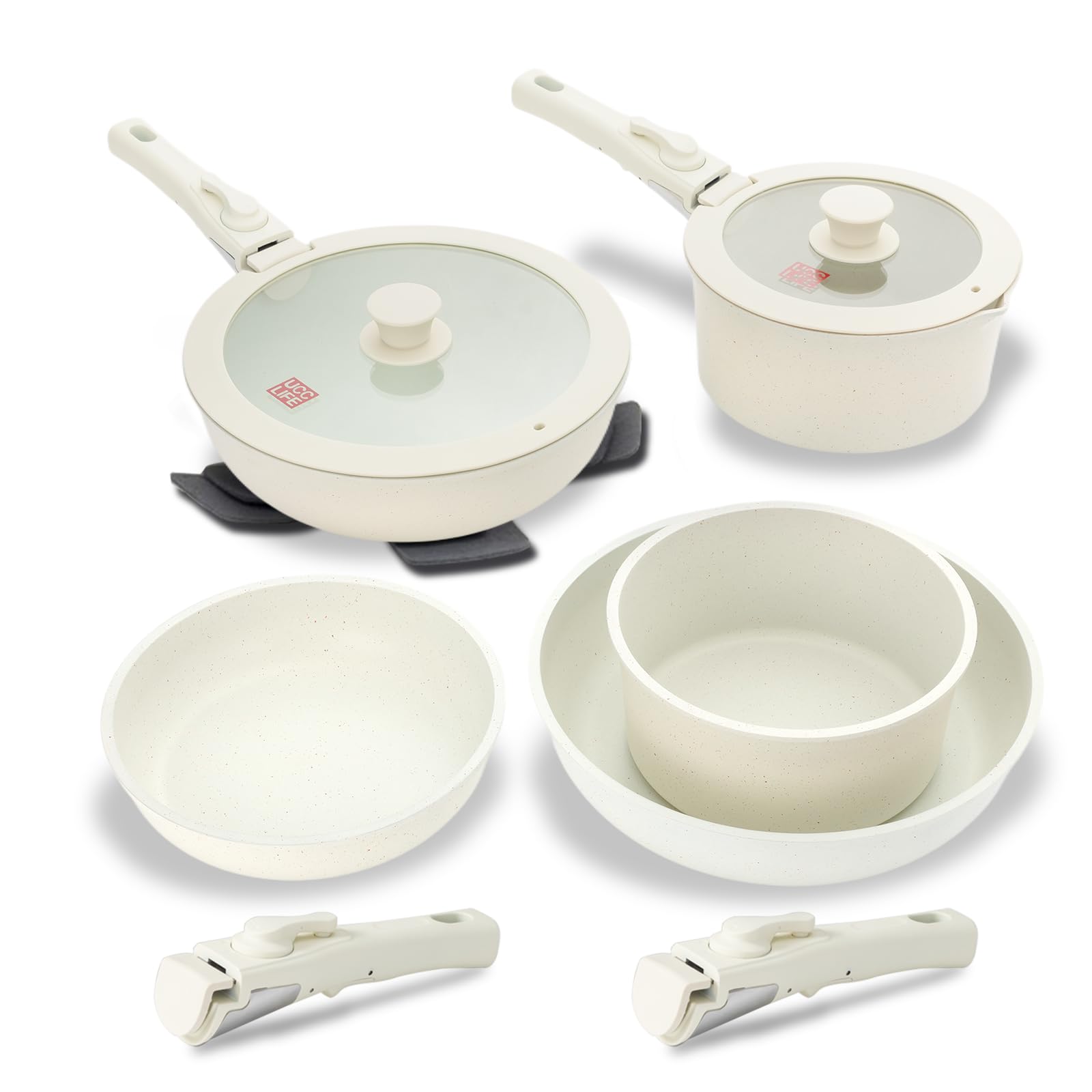 ノンスティック調理器具セット 取り外し可能なハンドル付きの鍋とフライパンセット Amazon.co.jp: 鍋とフライパンセット ノンスティック、取り外し