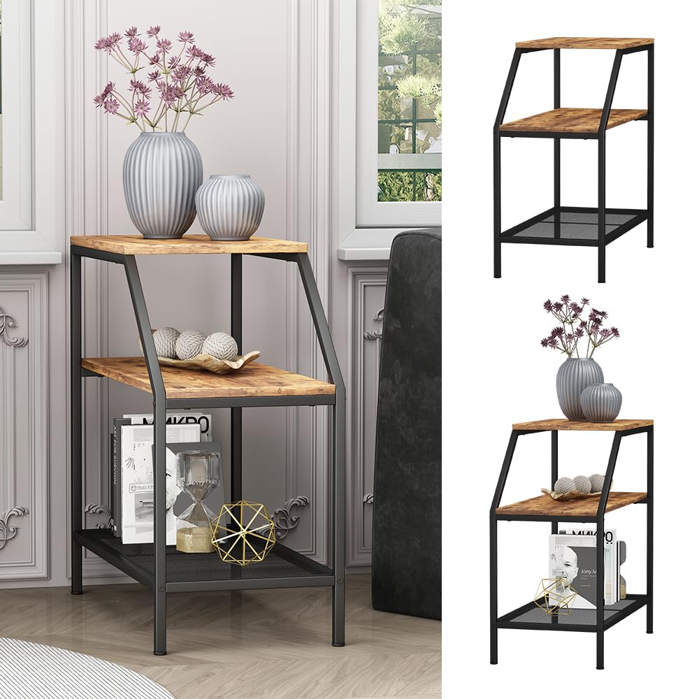 Vicco Tavolino da salotto Fyrk, Rovere rustico, 30 x 60 cm con 2 scomparti aperti, utilizzabile per l'ampliamento di superfici di lavoro o di appoggio