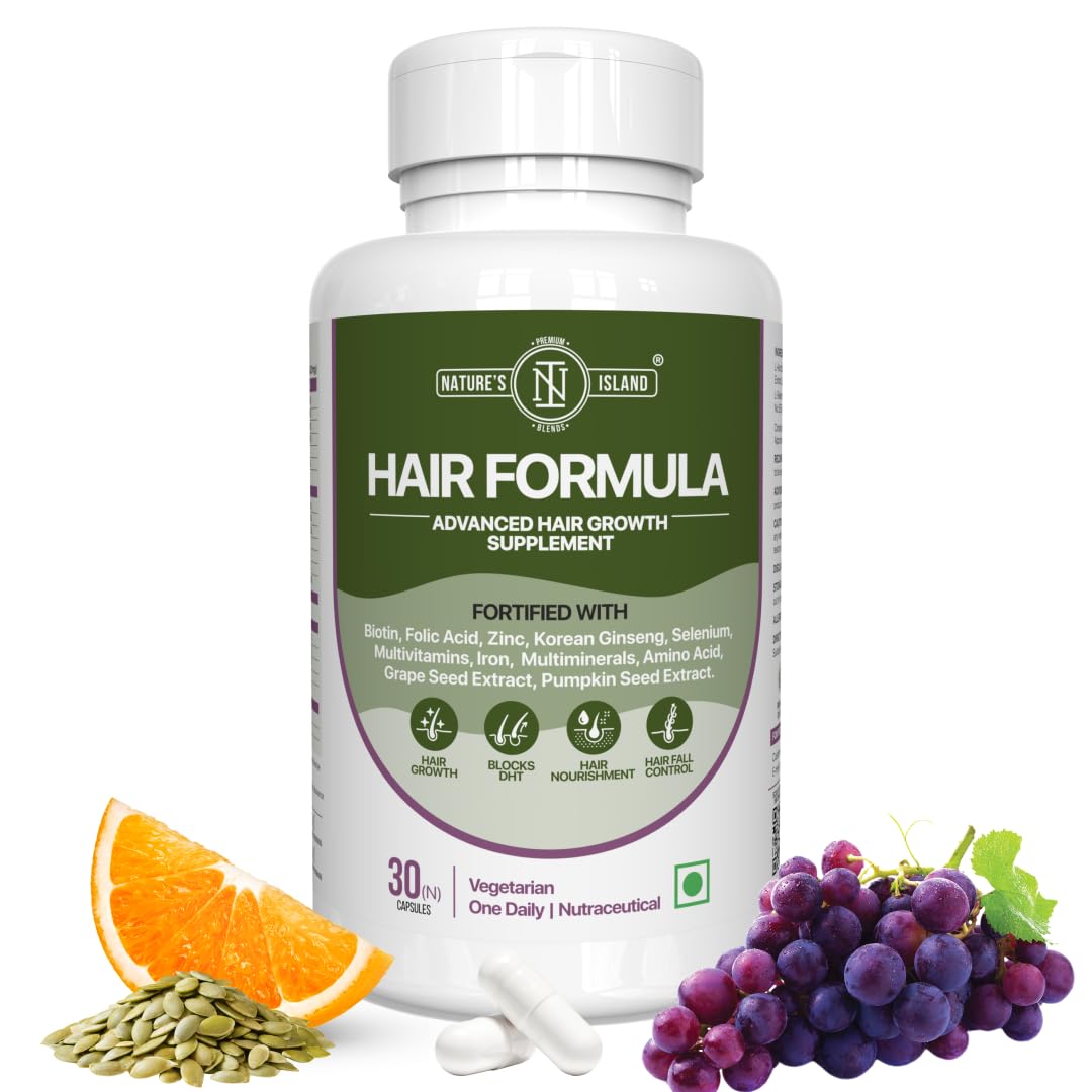 Nature’s Island Hair Vitamins Capsules for Hair Growth & Hair Fall Control, Natural DHT Blocker & Biotin Capsules for Men & Women, Contains Biotin, Folic Acid, Zinc, Iron, Korean Ginseng, Vitamin A to E, Amino Acids, Selenium, Copper, 30 Days Pack (B0CZP693GZ) Amazon Price History, Amazon Price Tracker
