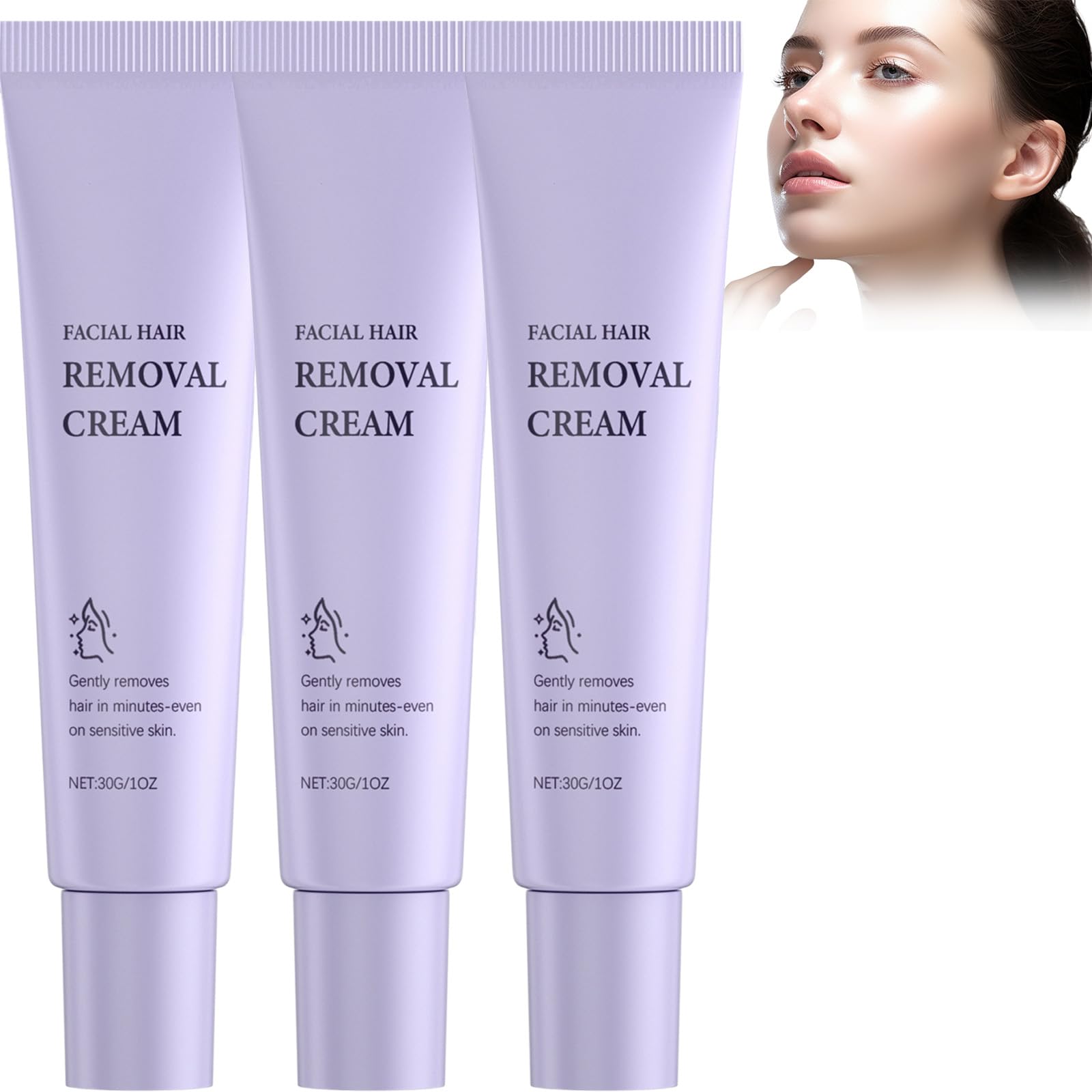 Crema de depilación facial Hydrateology para mujer, crema de depilación facial para la cara y la barbilla, depiladora suave y sin dolor para el labio superior, cremas depilatorias para sensibles, 30 g