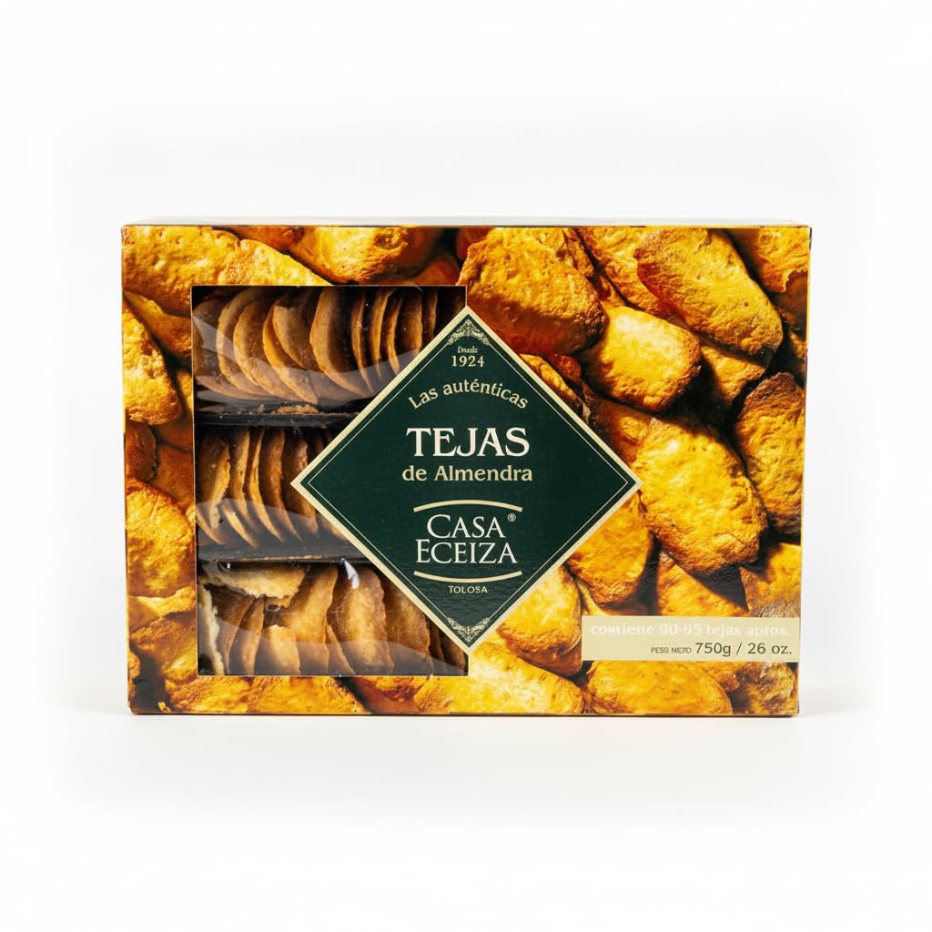 Tejas de Almendra de Tolosa Originales - Caja 750g (90-95 uds) - Dulce Artesano - 34% Almendra Seleccionada - Casa Eceiza - Sin Conservantes - Repostería Gourmet Tradicional - NEXU