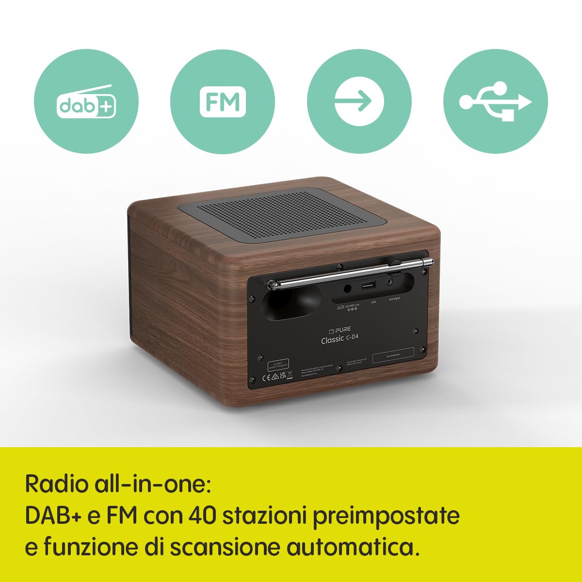 RADIO C/CD DAB+ BT CLASSIC C-D4 COFFEE BROWN/WALNU
