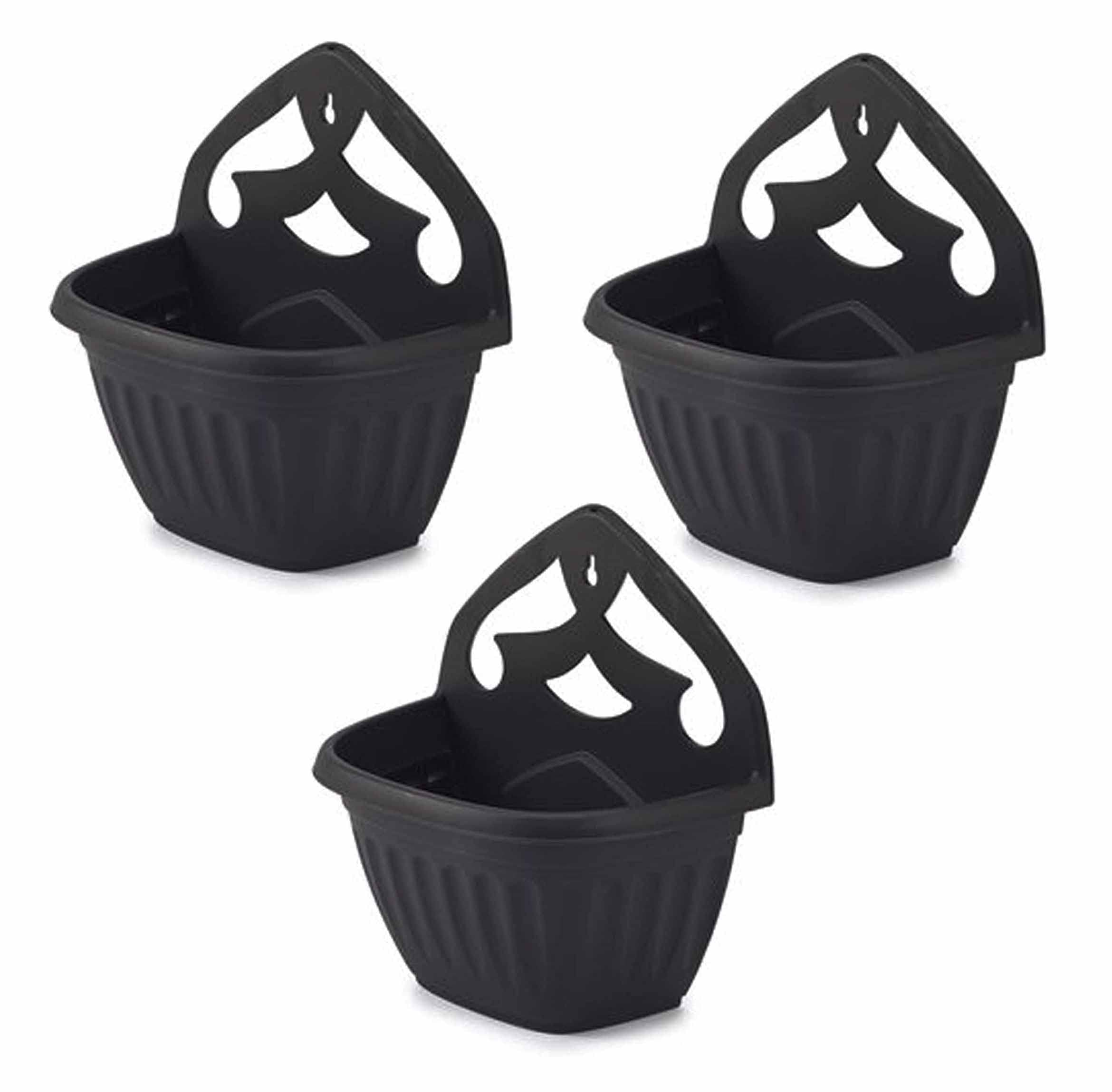 Homion Black Athens Wall Flower Planter Garden Plant Wall Mount Basket 32Cm (, 3)
