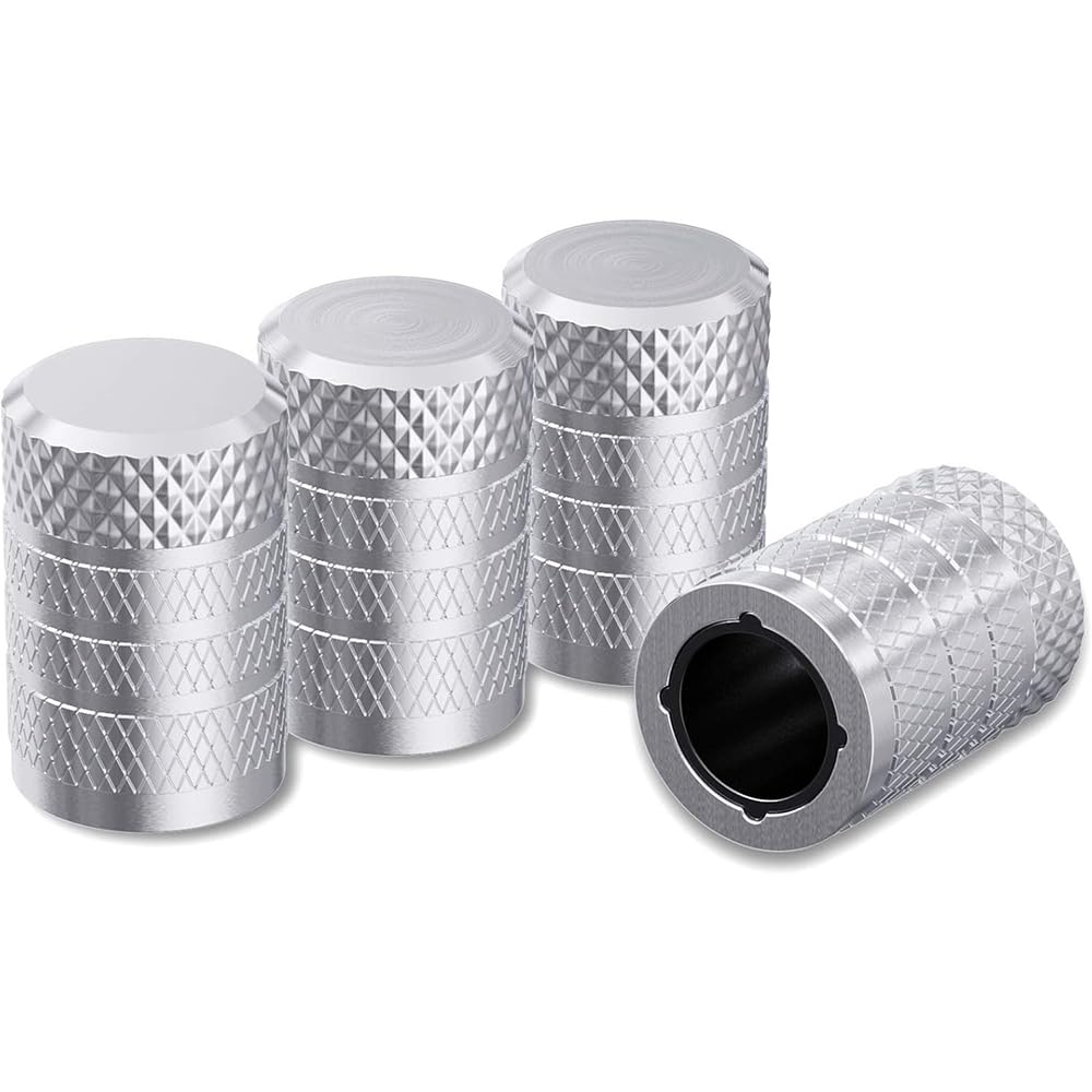 Ydstniu Silver 4 Pcs Car Tyre Dust Valve Caps For Vw Touareg Iii(Cr7)(2017-2026), Wheel Dust Cover, Stem Dust Cover Caps For Car, Tyre Wheel Hub Caps, Screw-On,