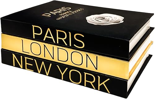 Juego de 3 libros decorativos para decoración del hogar Exhibición decorativa de tapa dura libros falsos para estantería y mesa de café Lámina