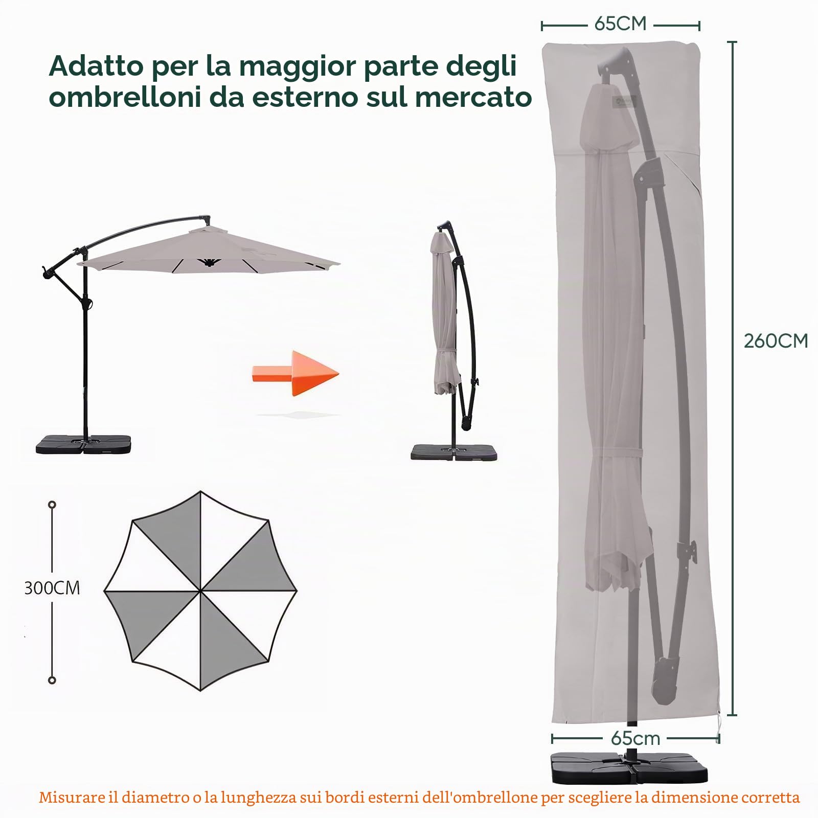 Sekey Ombrellone Copertura Grigio chiaro