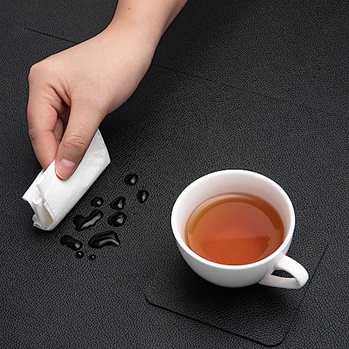 Myir JUN Leather Table Mats and Coasters, Dual-Sided Leather Placemats and Coasters Waterproof Placemats Set of 4 Place Mats Non-Slip Washable Table Mats (Black Black, Set of 4) - Cosy Home Interiors Myir JUN Leather Table Mats and Coasters, Dual-Sided Leather Placemats and Coasters Waterproof Placemats Set of 4 Place Mats Non-Slip Washable Table Mats (Black Black, Set of 4) - Image 3
